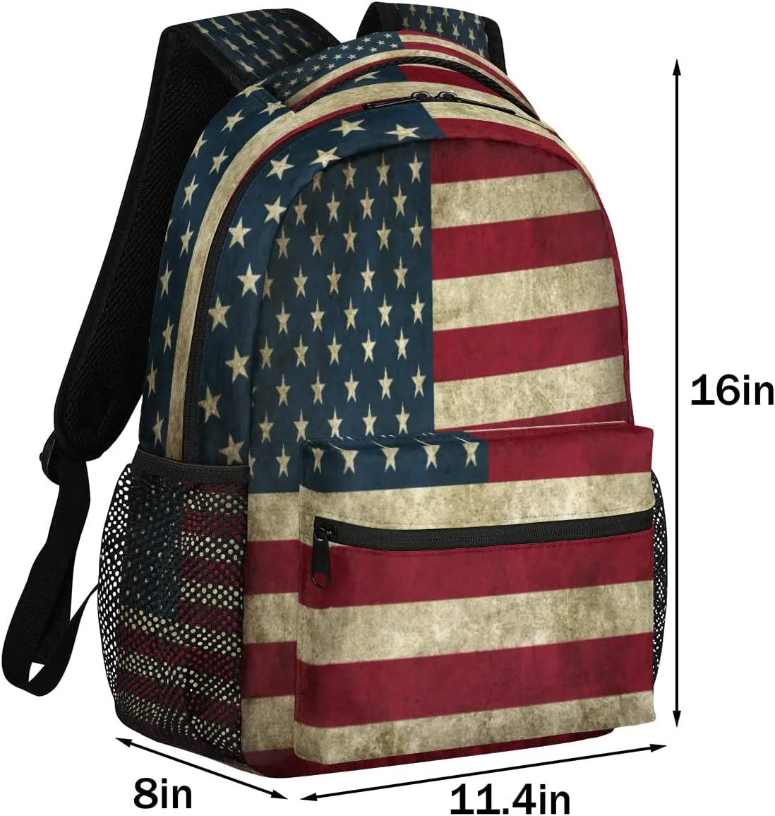 School Laptop Backpack Vintage America Flag for Girls Kids Boys Usa Flag Lightweight Bookbag Elementary College Travel Hiking Daypack Backpacks for Women Men