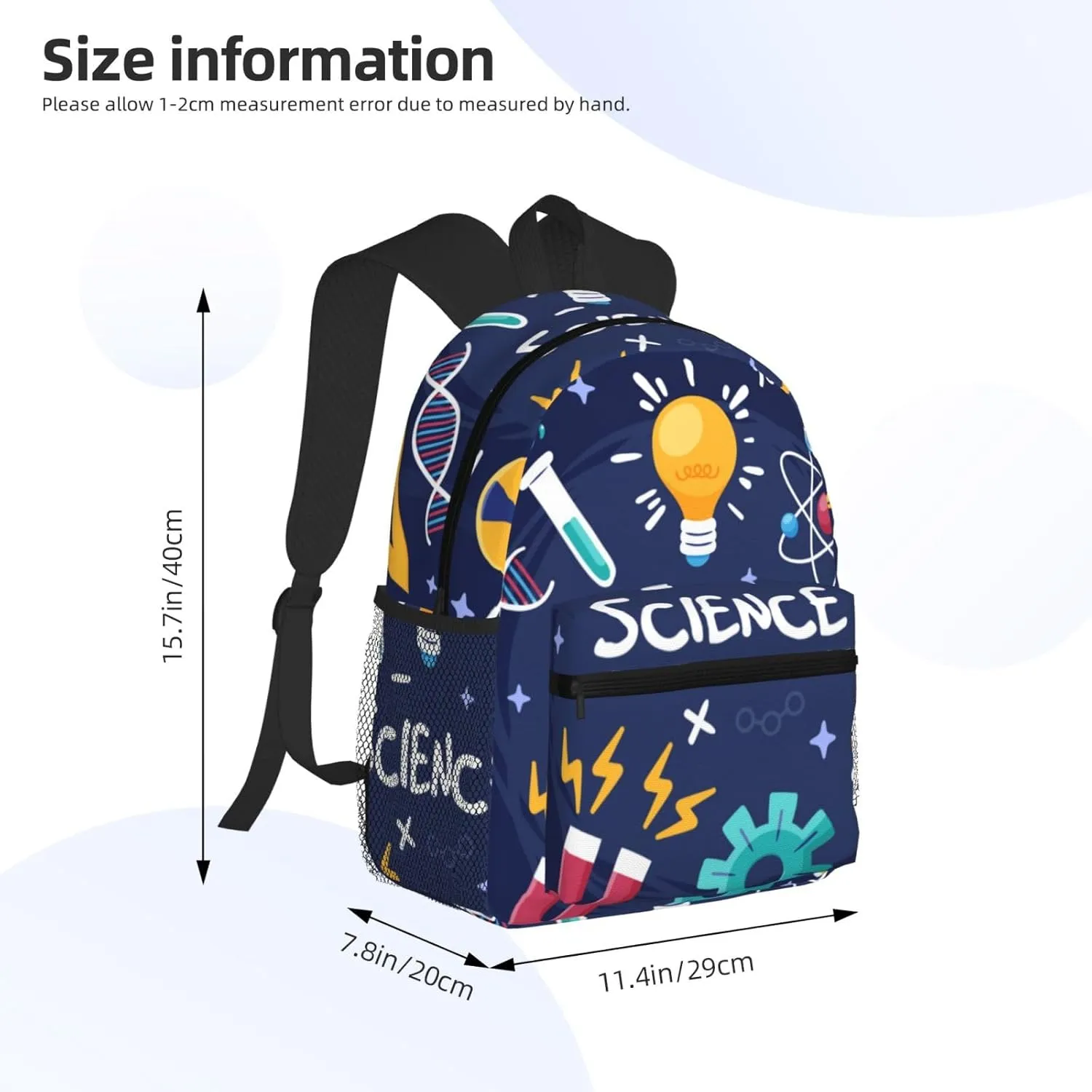 Science Education Blue Backpack, Travel Laptop Backpack Computer Bag Rucksack for Men Women Business Work Fits 15.6 Inch Notebook