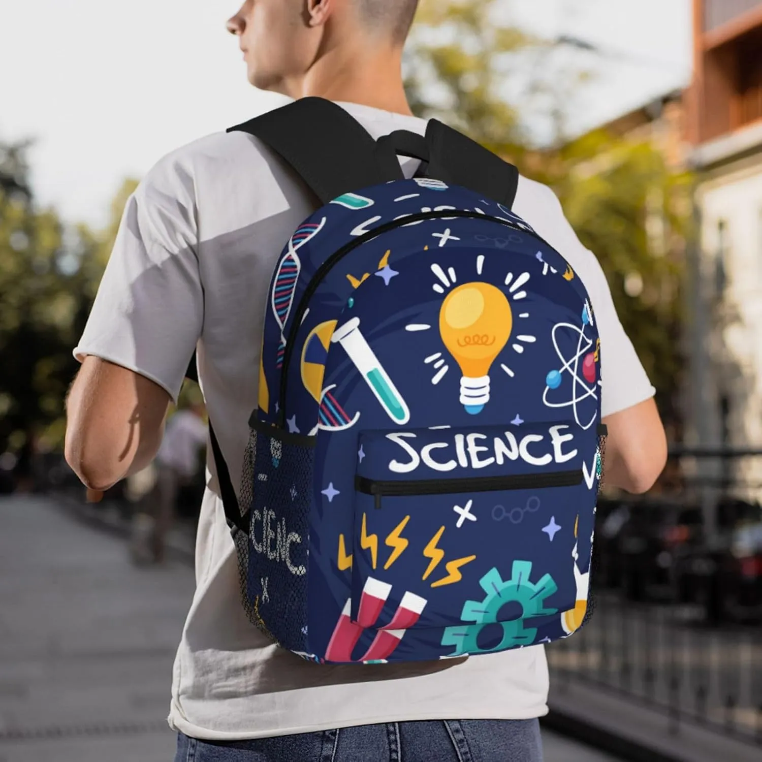Science Education Blue Backpack, Travel Laptop Backpack Computer Bag Rucksack for Men Women Business Work Fits 15.6 Inch Notebook