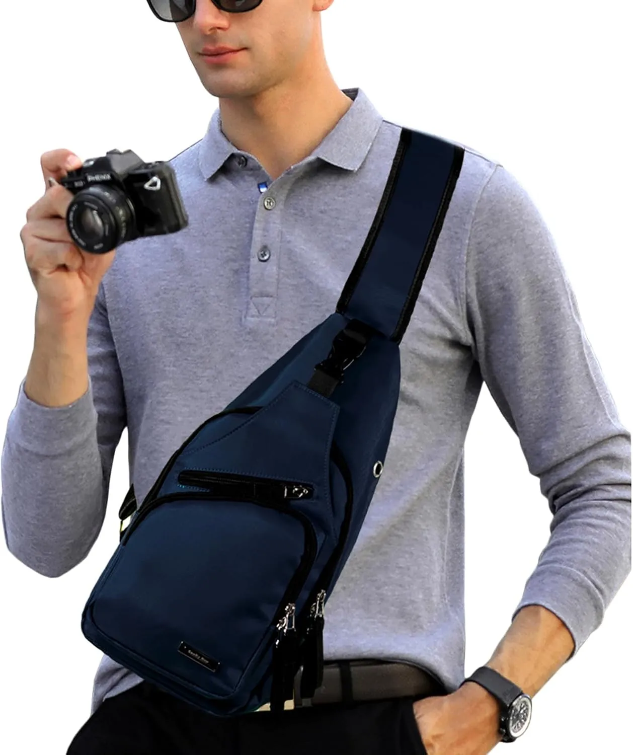 Seoky Rop Men Women Sling Backpack Nylon Water Resistant Shoulder Chest Crossbody Sling Bag with USB Charging Port
