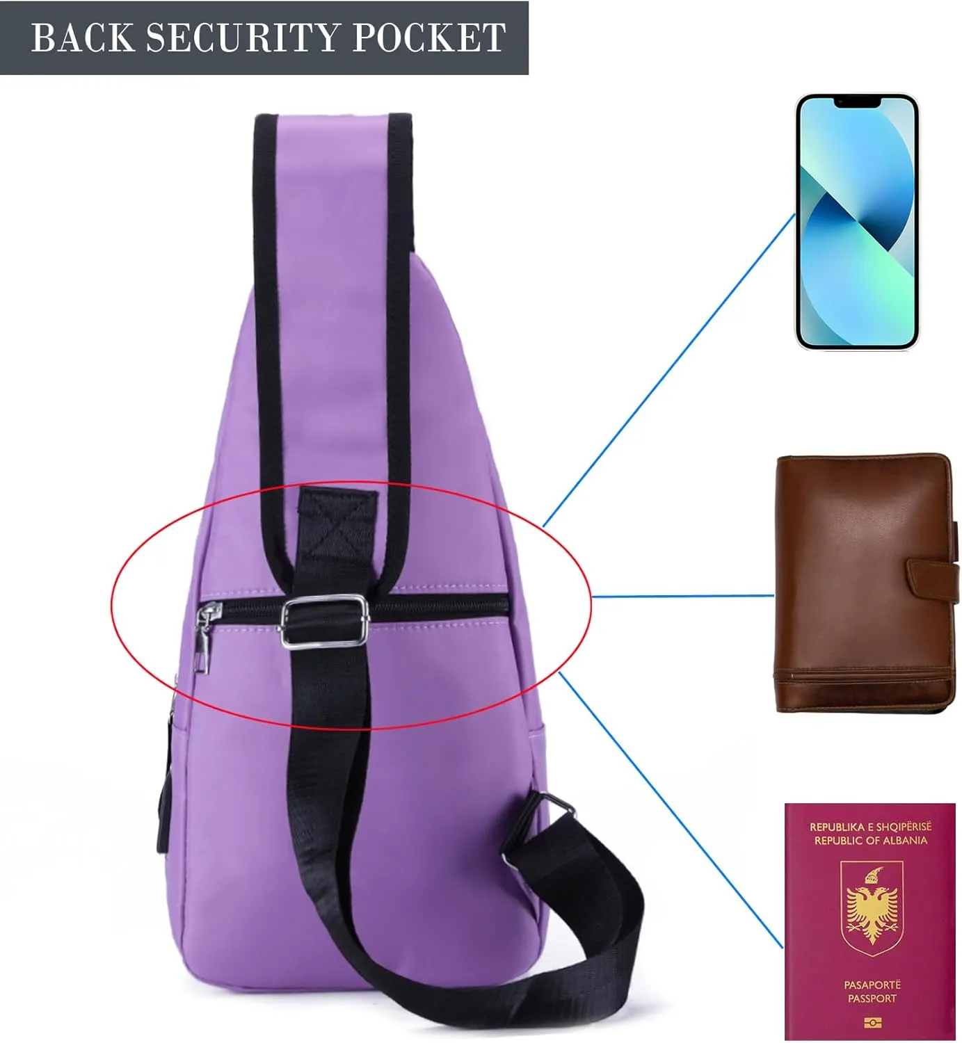 Seoky Rop Men Women Sling Backpack Nylon Water Resistant Shoulder Chest Crossbody Sling Bag with USB Charging Port
