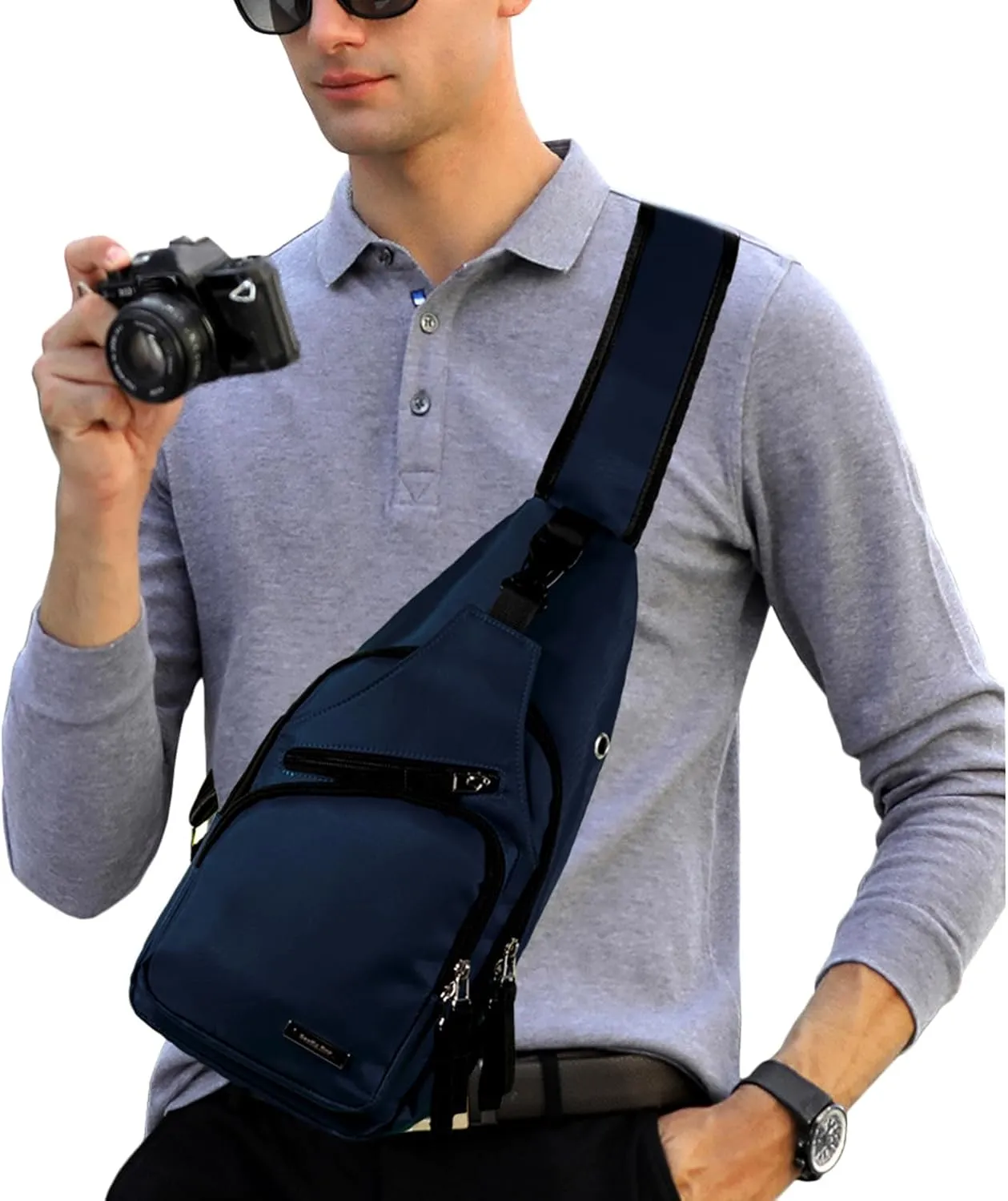 Seoky Rop Men Women Sling Backpack Nylon Water Resistant Shoulder Chest Crossbody Sling Bag with USB Charging Port