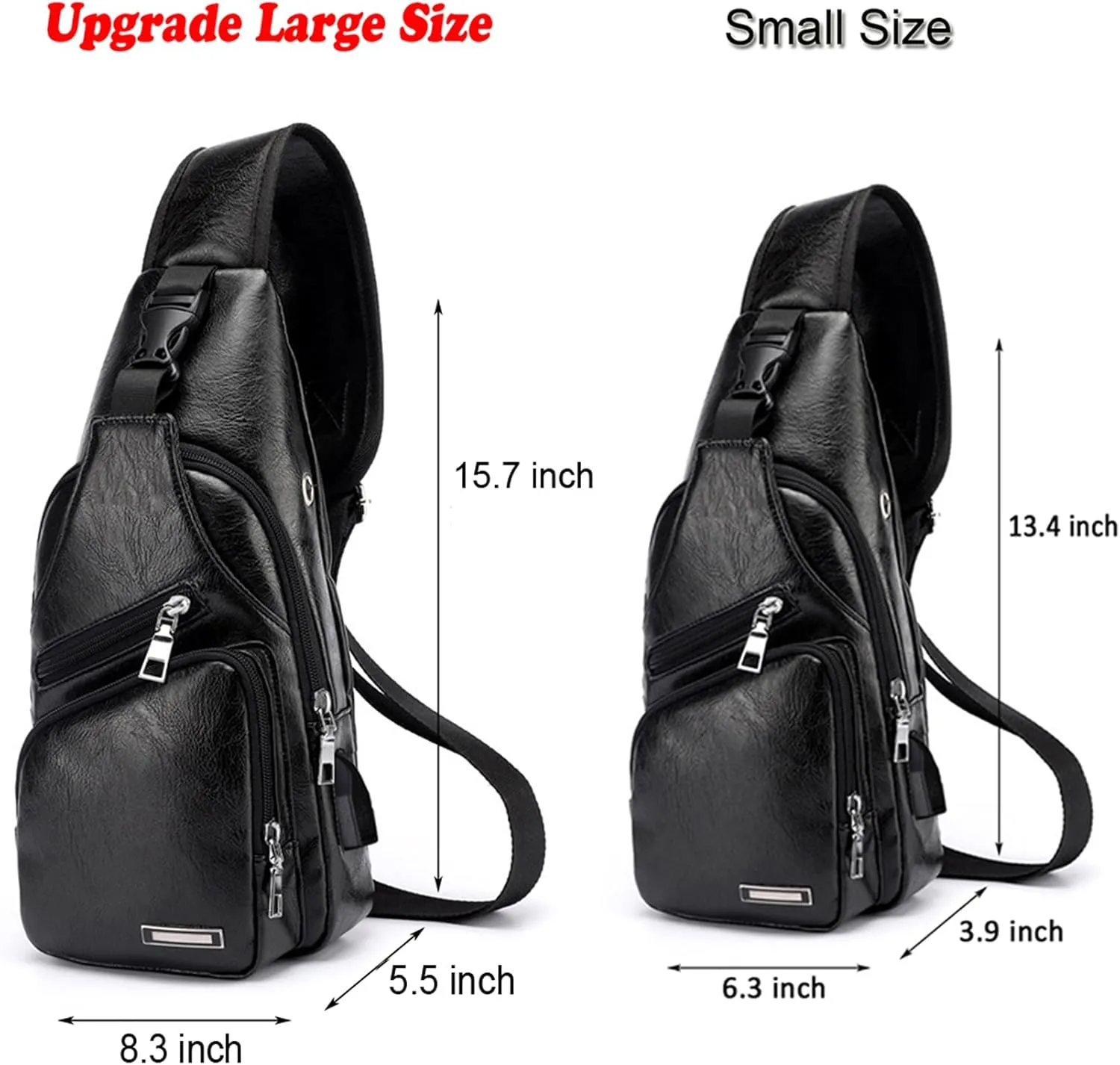 Seoky Rop Men's Sling Bag Small Chest Crossbody Shoulder Bag with USB Charging Port