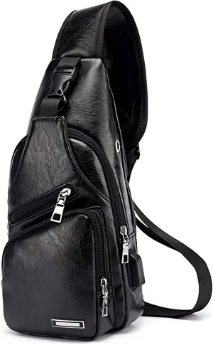 Seoky Rop Men's Sling Bag Small Chest Crossbody Shoulder Bag with USB Charging Port