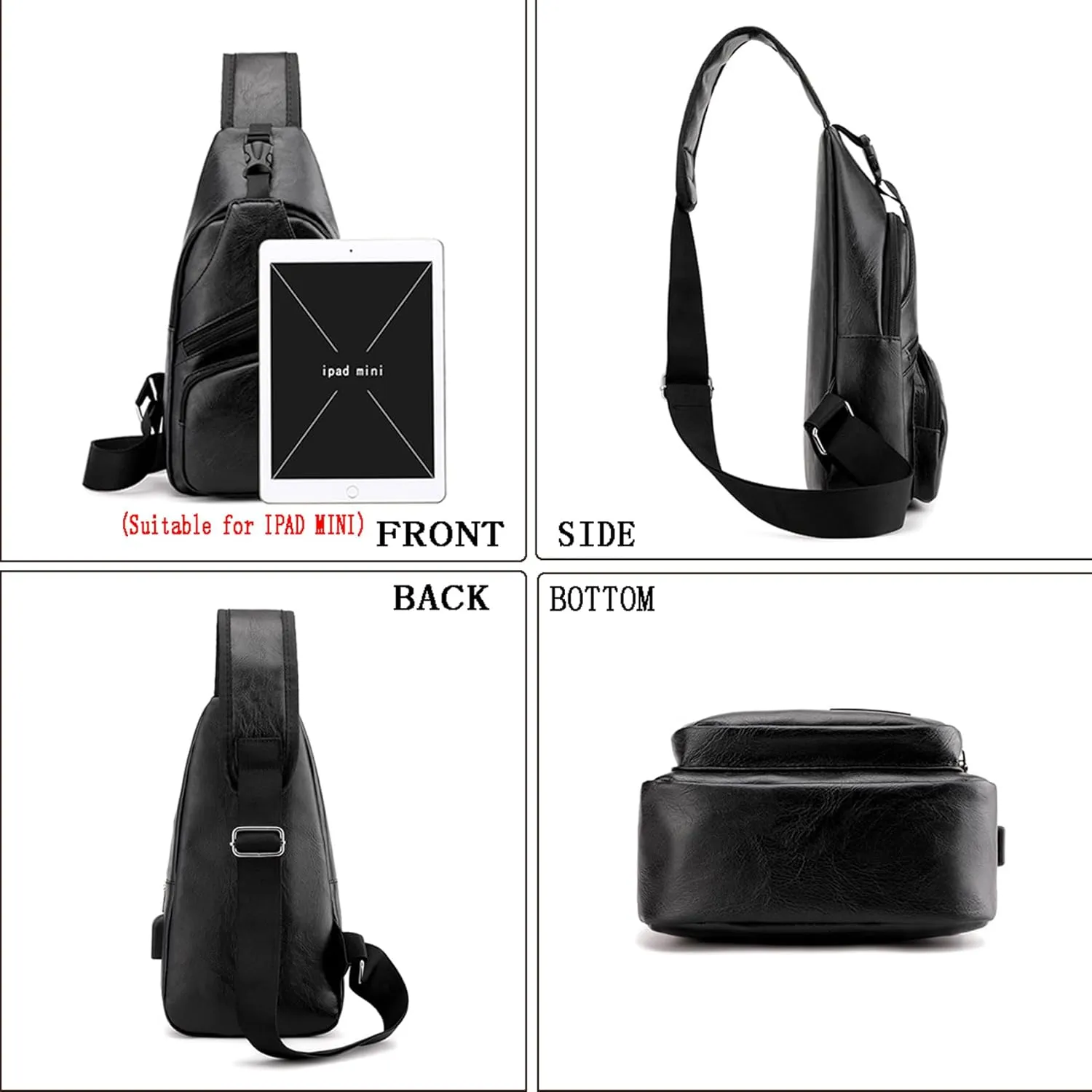 Seoky Rop Men's Sling Bag Small Chest Crossbody Shoulder Bag with USB Charging Port