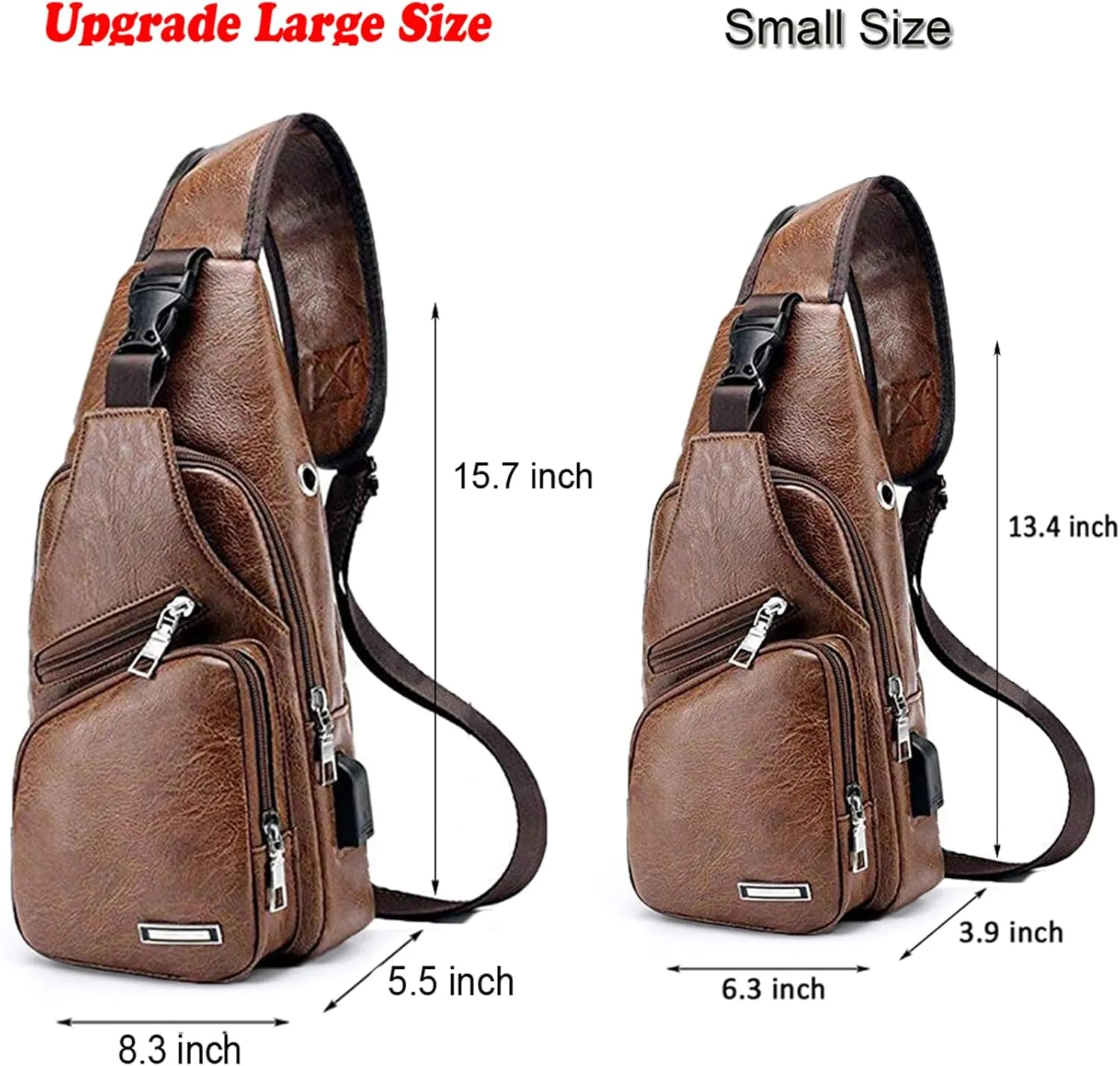 Seoky Rop Men's Sling Bag Small Chest Crossbody Shoulder Bag with USB Charging Port