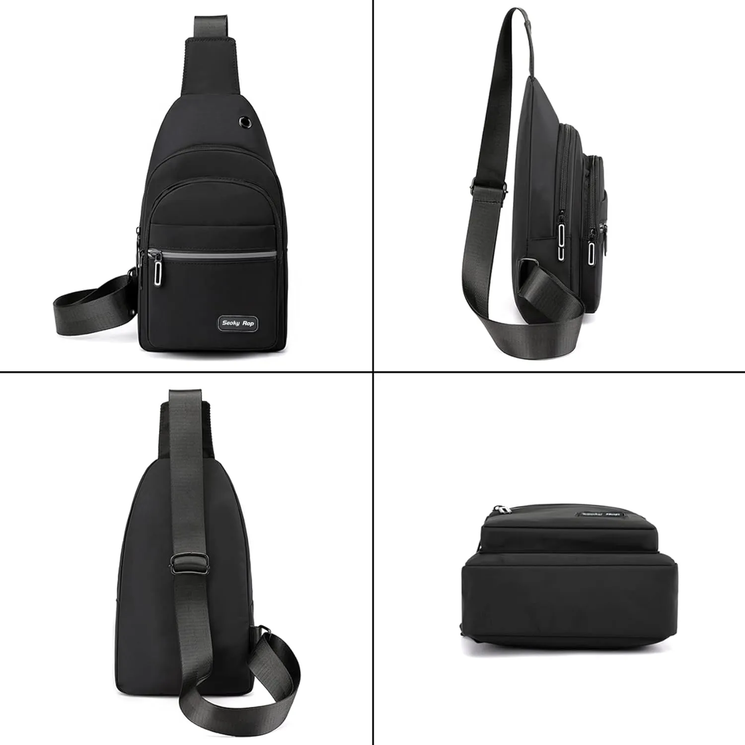 Seoky Rop Sling Bag Crossbody Backpack for Men Women Multipurpose Chest Shoulder Bag for Travel Hiking Daypack Grey