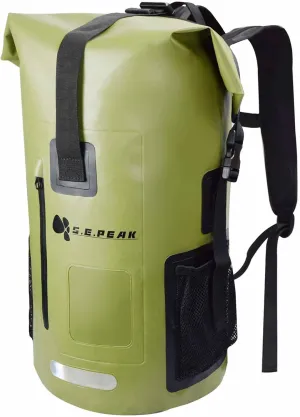 SEPEAK 35L Waterproof Marine Dry Bag, Roll Top Backpack, Heavy Duty Dry Sack for Kayaking, Boating,Swimming,Diving,Surfing,Rafting,Fishing,Camping,Hiking,with Reflective Strip,Green