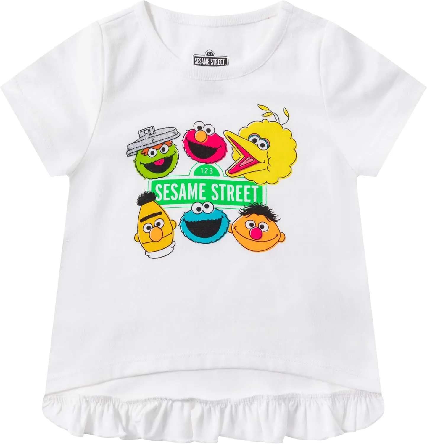 Sesame Street Elmo or Cookie Monster Girls’ T-shirt, Tank Top and Short Set for Infant and Toddler