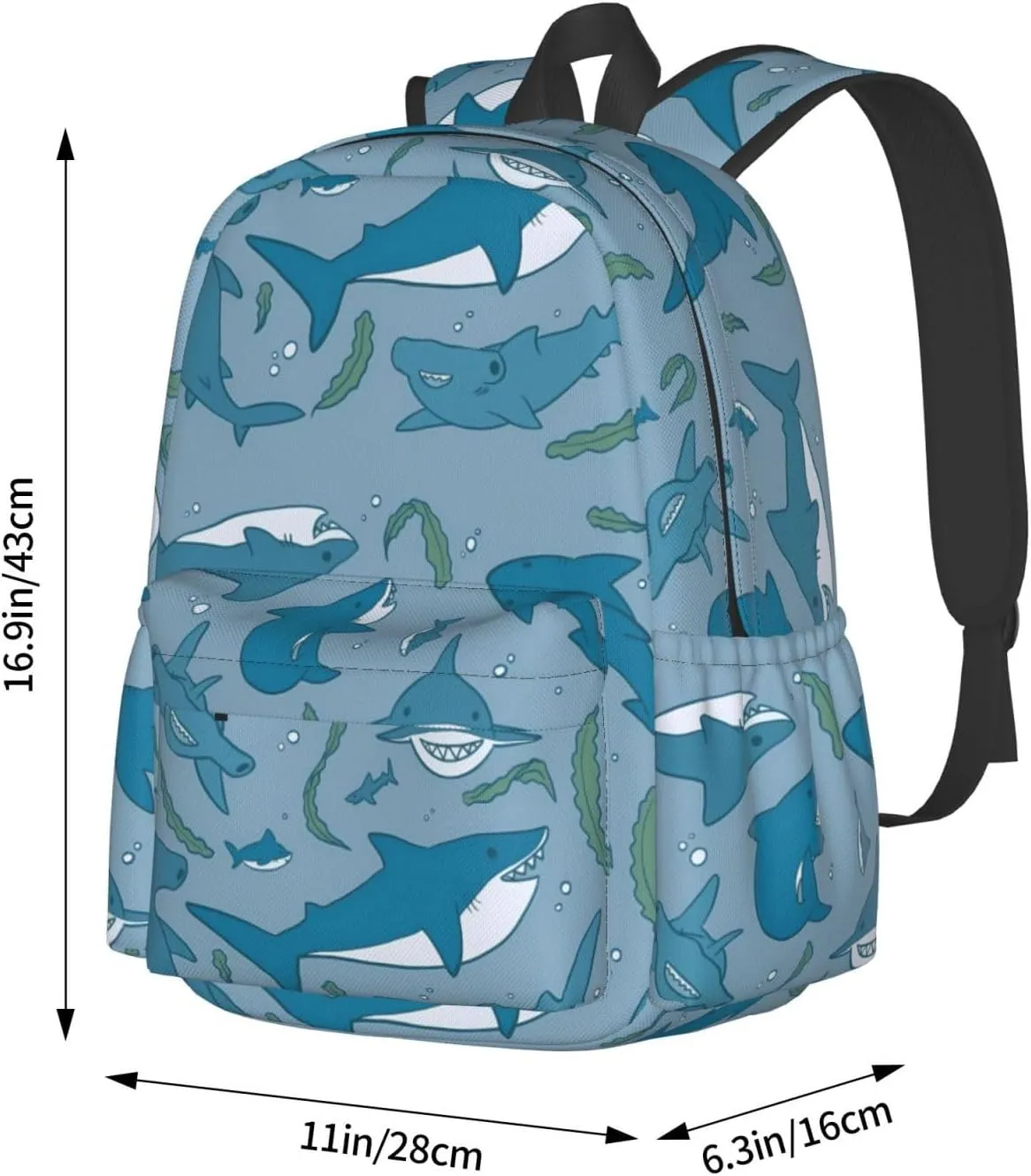 Shark and seaweed Backpacks 15 Inch Laptop Backpack Multipurpose Double Shoulder Bag for Men Women Gifts