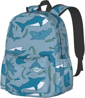 Shark and seaweed Backpacks 15 Inch Laptop Backpack Multipurpose Double Shoulder Bag for Men Women Gifts