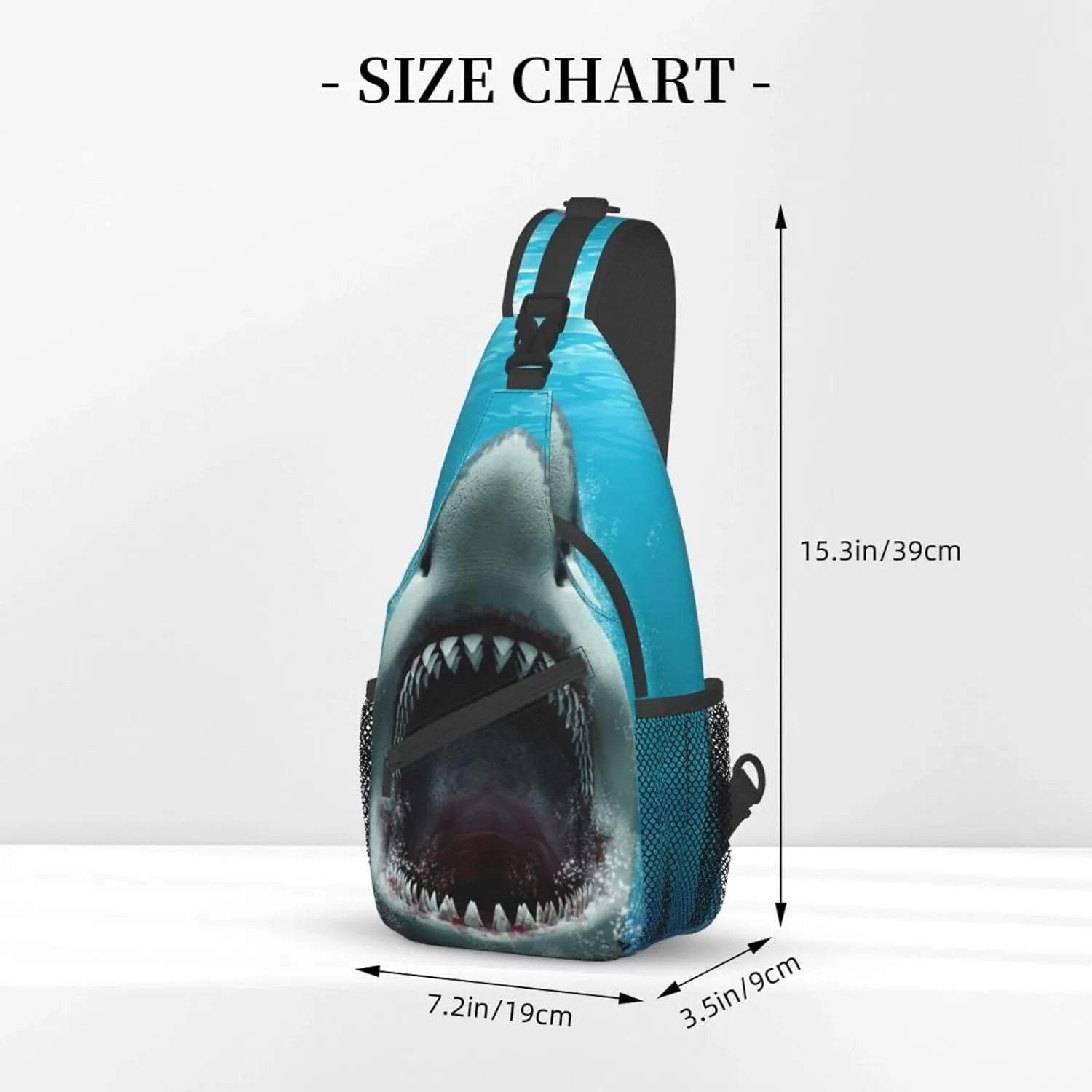 Shark Sling Backpack Chest Bag Crossbody Shoulder Bag Gym Cycling Travel Hiking Daypack For Men Women