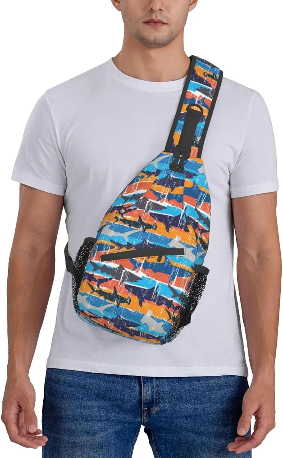 Shark Sling Backpack Chest Bag Crossbody Shoulder Bag Gym Cycling Travel Hiking Daypack For Men Women