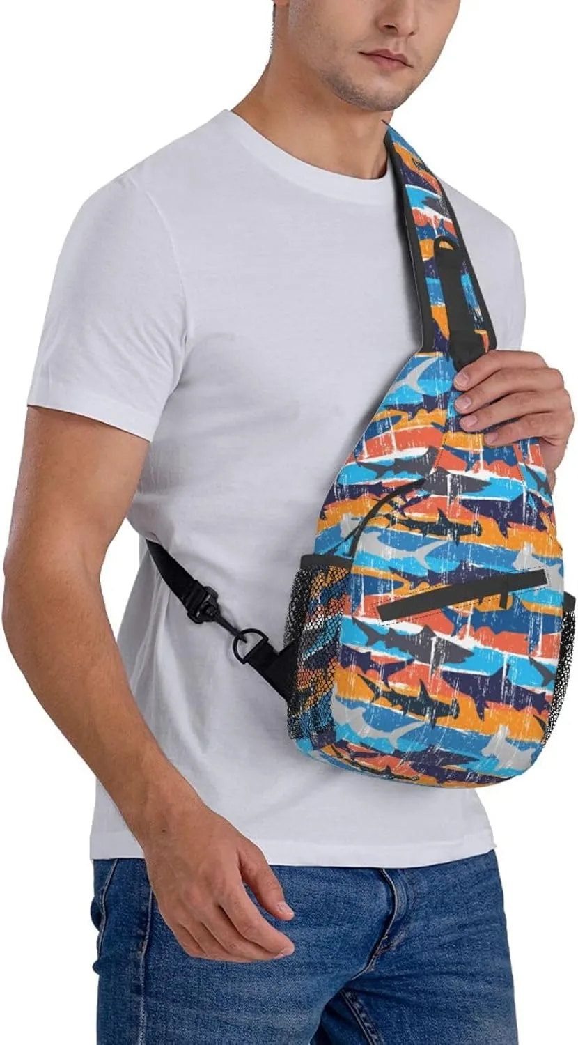 Shark Sling Backpack Chest Bag Crossbody Shoulder Bag Gym Cycling Travel Hiking Daypack For Men Women