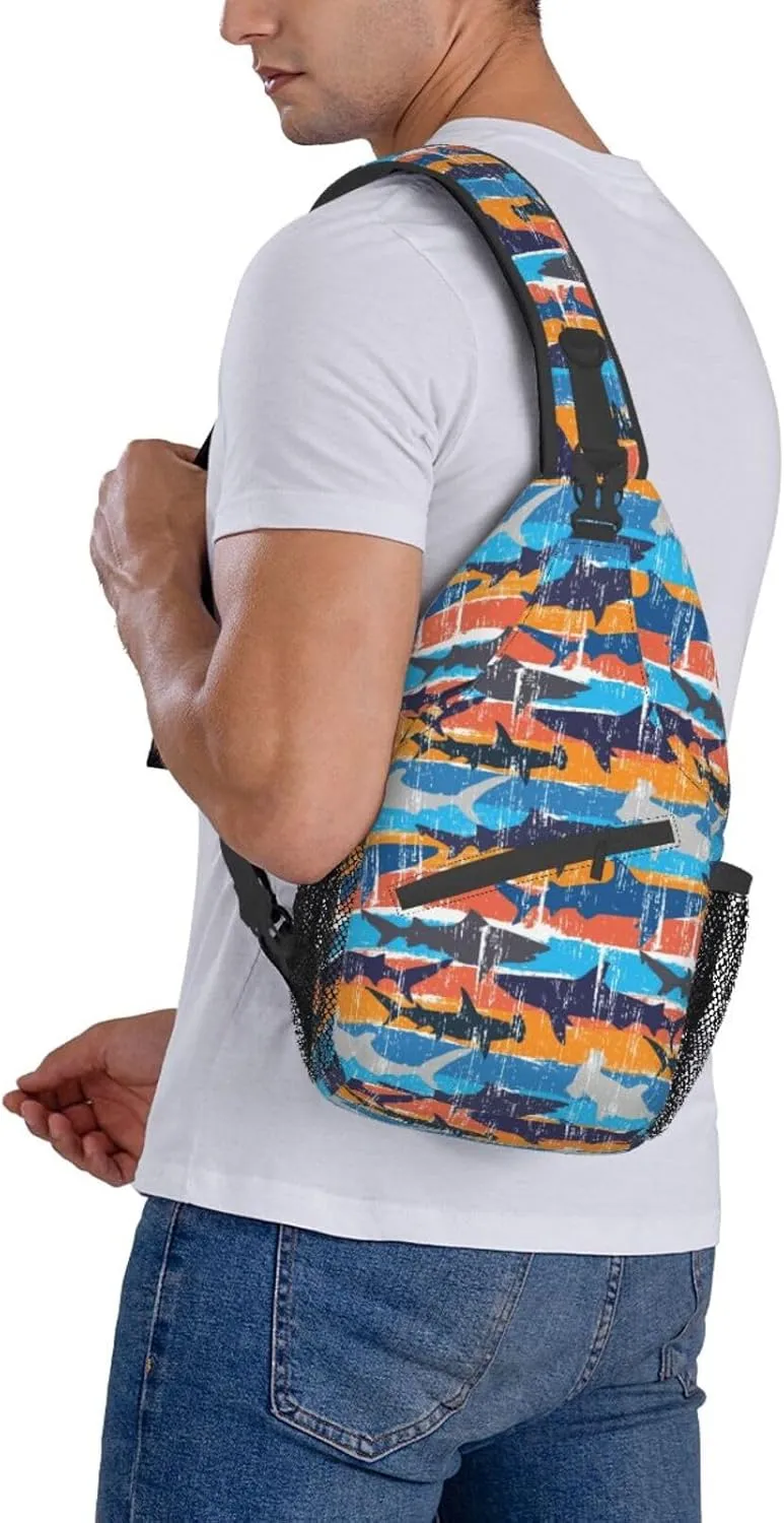 Shark Sling Backpack Chest Bag Crossbody Shoulder Bag Gym Cycling Travel Hiking Daypack For Men Women