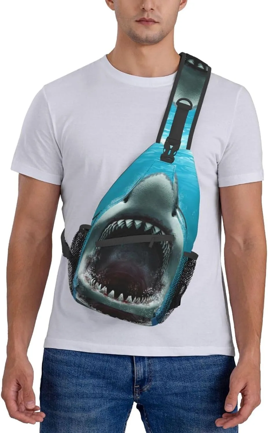 Shark Sling Backpack Chest Bag Crossbody Shoulder Bag Gym Cycling Travel Hiking Daypack For Men Women