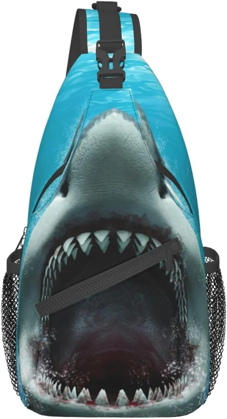 Shark Sling Backpack Chest Bag Crossbody Shoulder Bag Gym Cycling Travel Hiking Daypack For Men Women