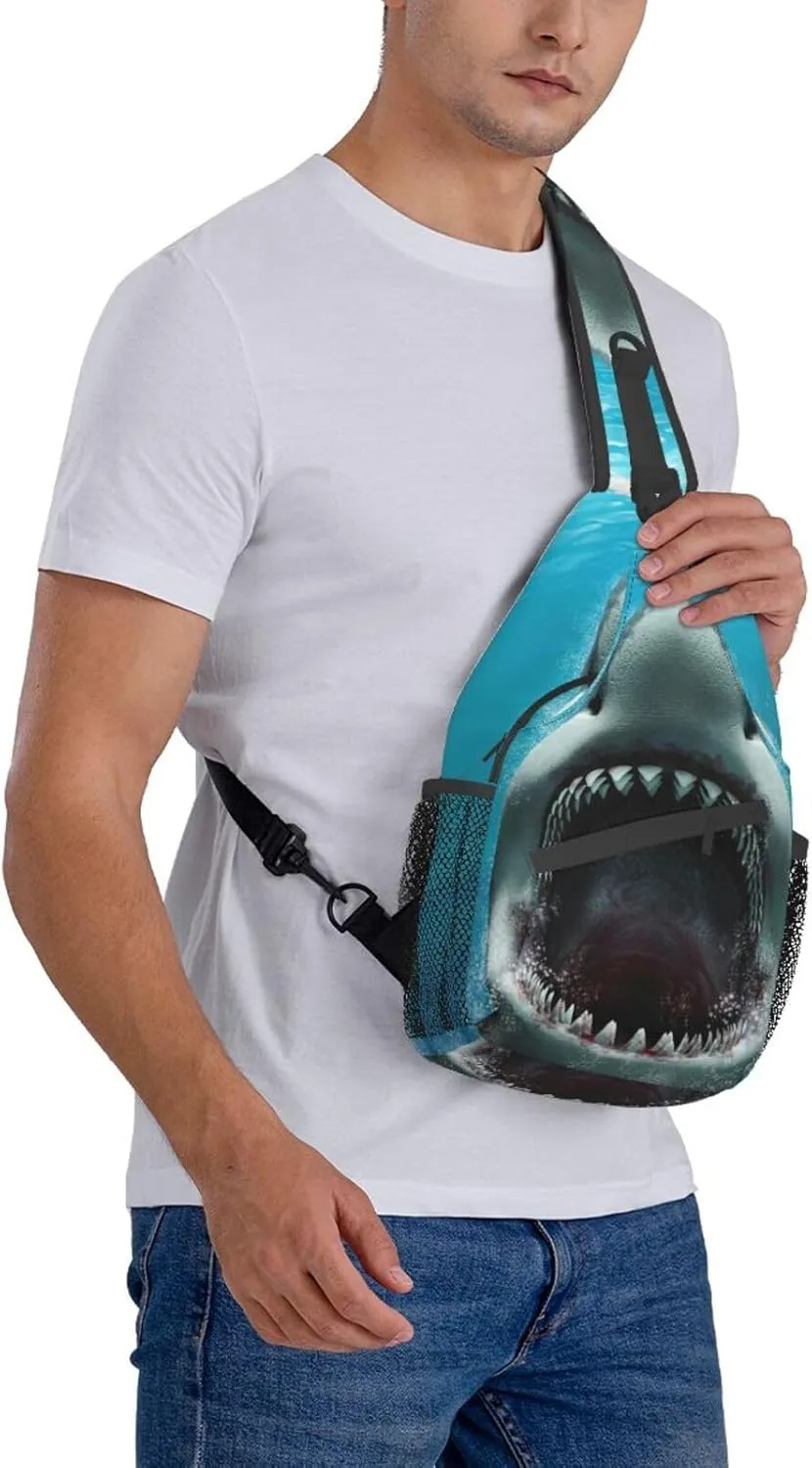 Shark Sling Backpack Chest Bag Crossbody Shoulder Bag Gym Cycling Travel Hiking Daypack For Men Women
