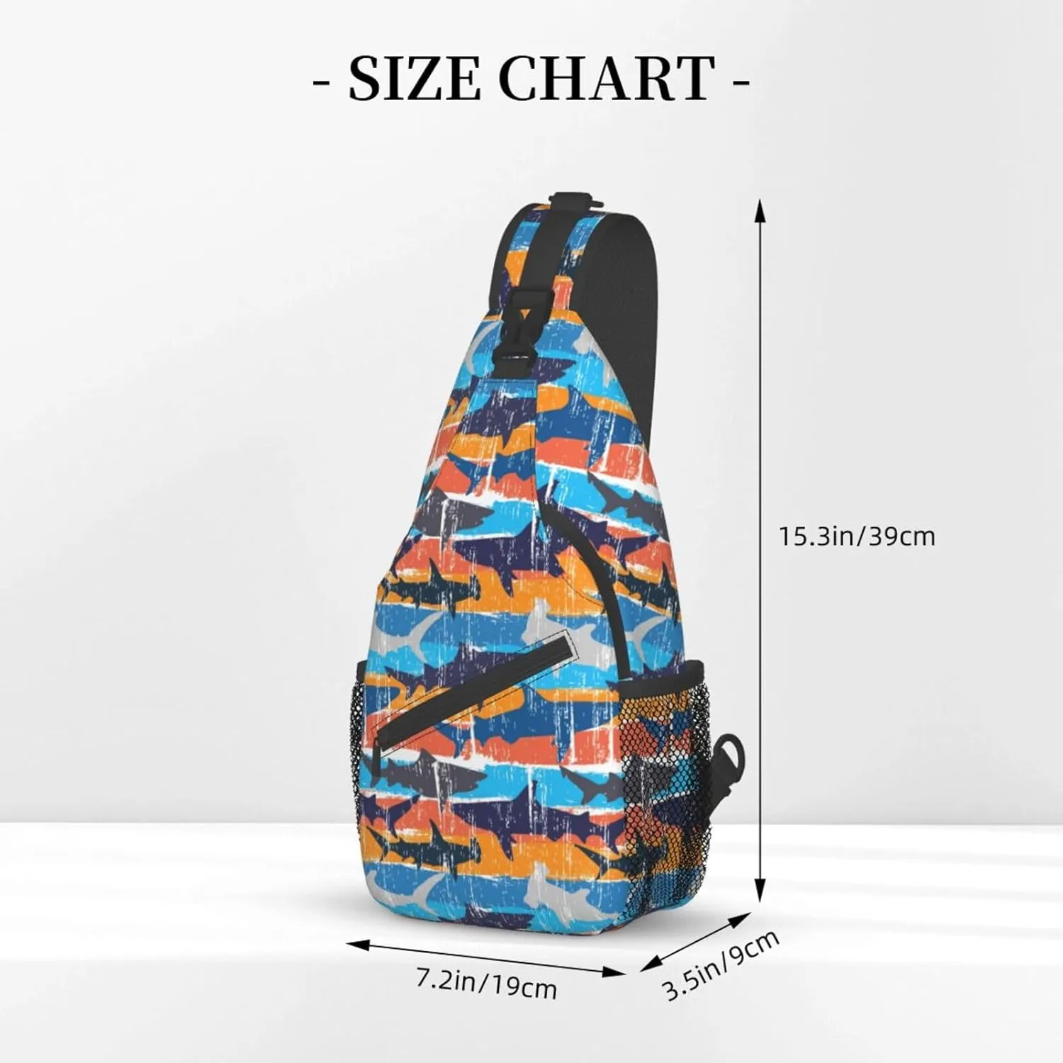 Shark Sling Backpack Chest Bag Crossbody Shoulder Bag Gym Cycling Travel Hiking Daypack For Men Women