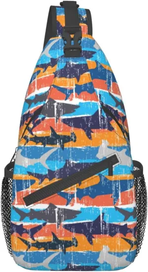 Shark Sling Backpack Chest Bag Crossbody Shoulder Bag Gym Cycling Travel Hiking Daypack For Men Women