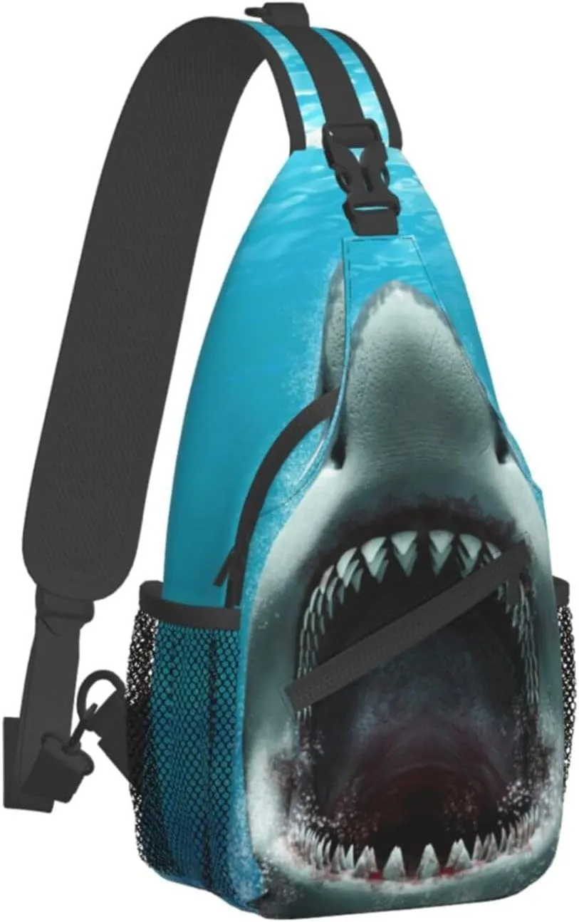 Shark Sling Backpack Chest Bag Crossbody Shoulder Bag Gym Cycling Travel Hiking Daypack For Men Women