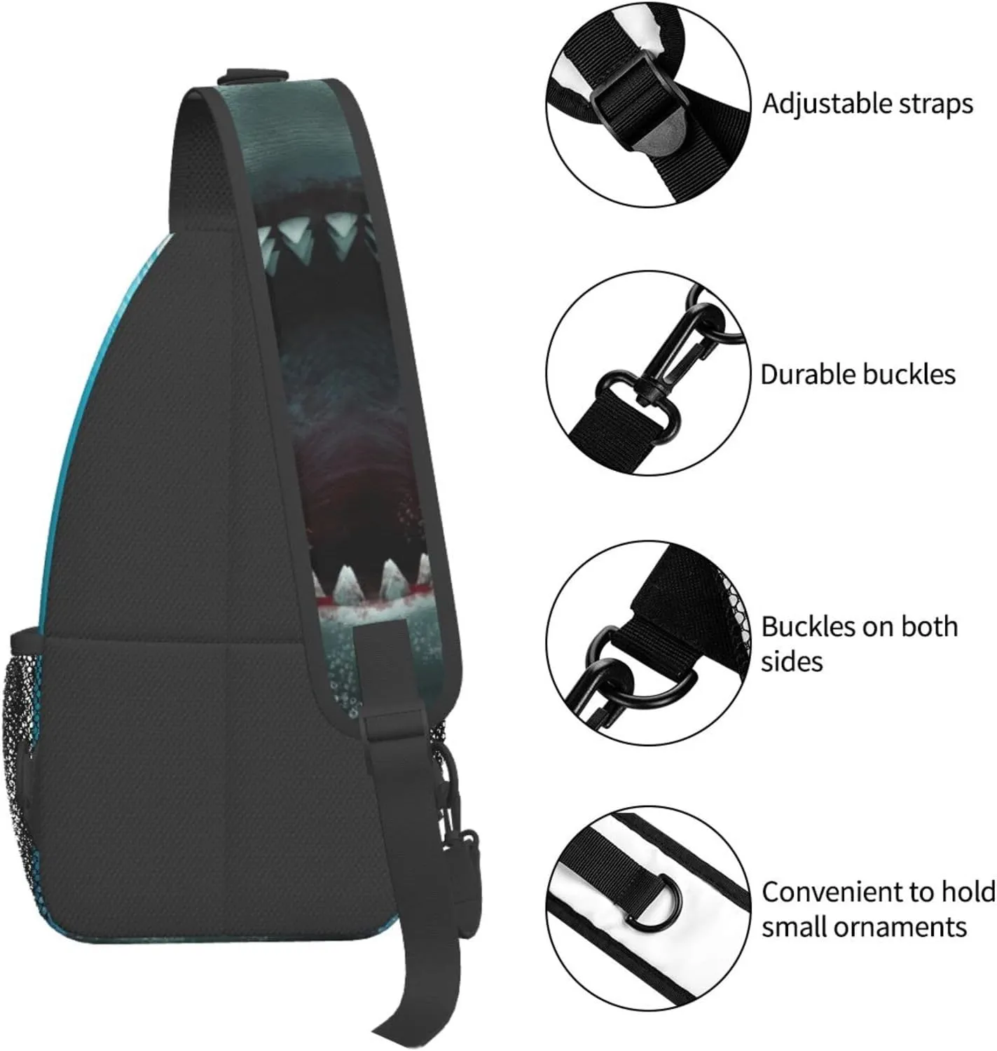 Shark Sling Backpack Chest Bag Crossbody Shoulder Bag Gym Cycling Travel Hiking Daypack For Men Women