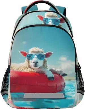Sheep Goat Beach Backpack 3rd 4th 5th Grade School Bookbag Travel Laptop Daypack Bag for Boys Girls