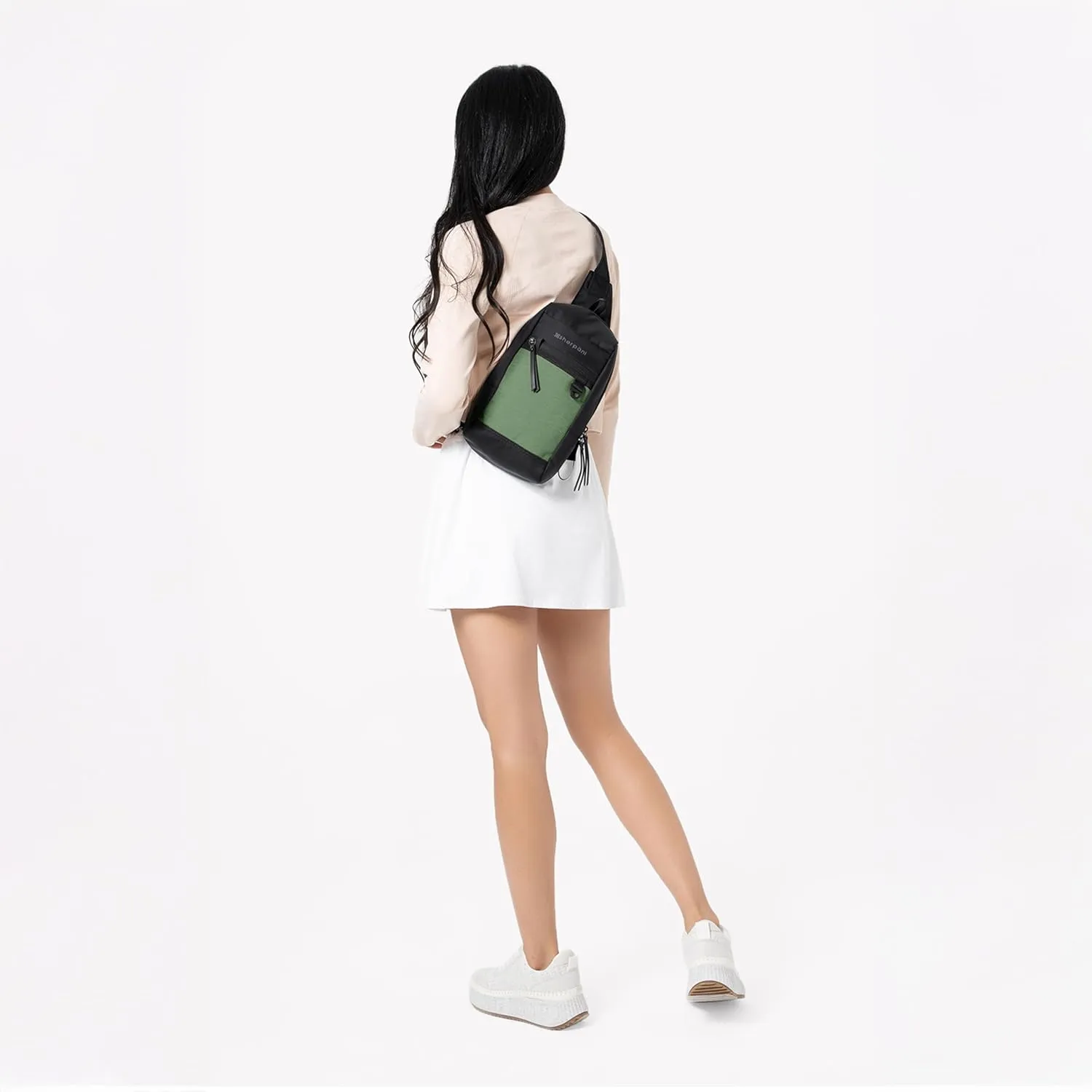 Sherpani Metro, Anti Theft Sling Bag, Sling Backpack, 5L Travel Bag, Chest Bag, Women Shoulder Sling Purse, Crossbody Backpack, Sling Pack, Metal Hardware, Travel Gift for Mothers Day 2025 (Basil)