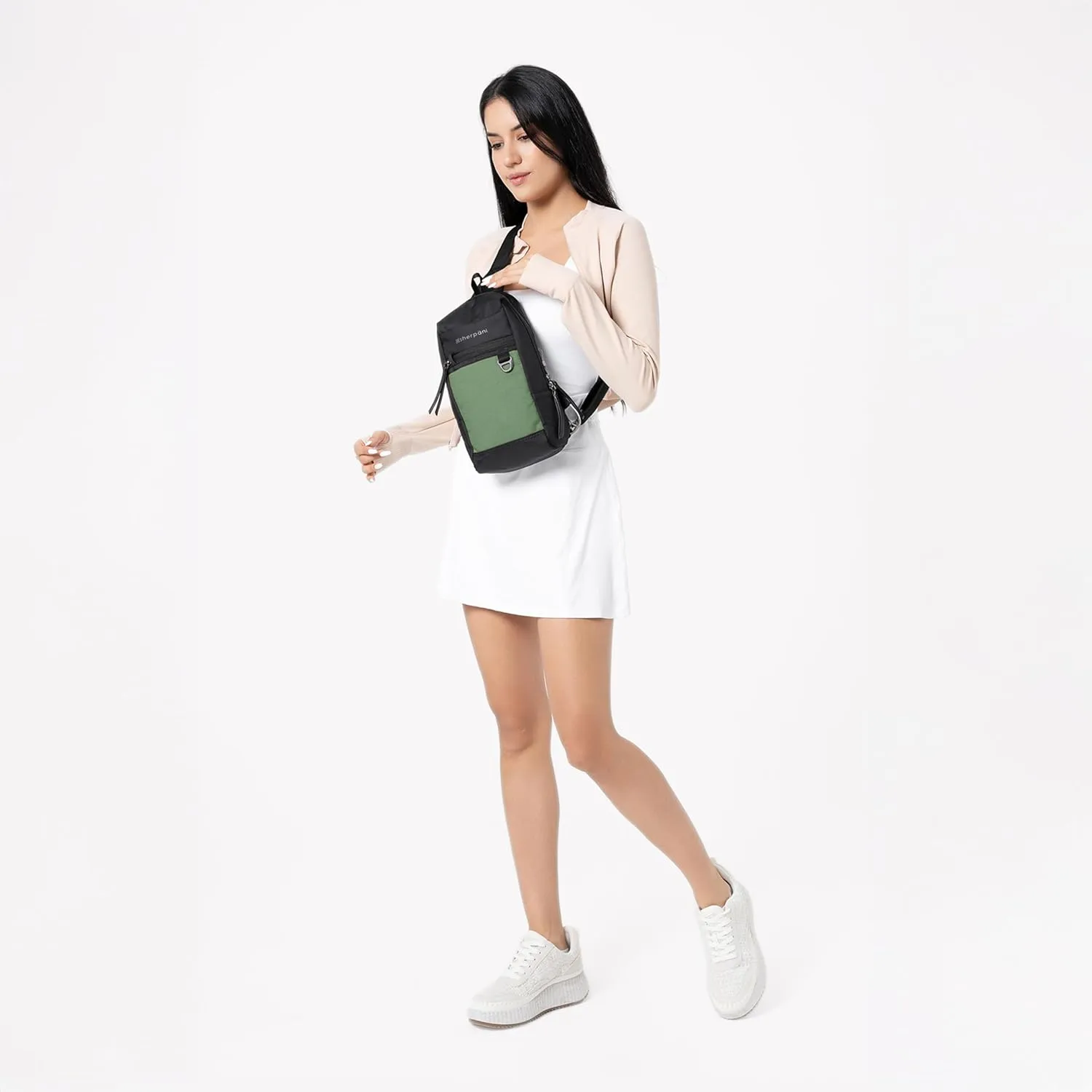 Sherpani Metro, Anti Theft Sling Bag, Sling Backpack, 5L Travel Bag, Chest Bag, Women Shoulder Sling Purse, Crossbody Backpack, Sling Pack, Metal Hardware, Travel Gift for Mothers Day 2025 (Basil)