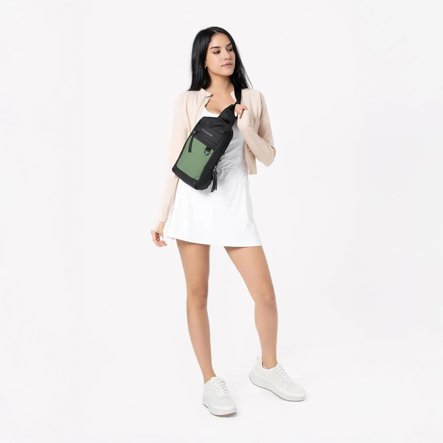 Sherpani Metro, Anti Theft Sling Bag, Sling Backpack, 5L Travel Bag, Chest Bag, Women Shoulder Sling Purse, Crossbody Backpack, Sling Pack, Metal Hardware, Travel Gift for Mothers Day 2025 (Basil)