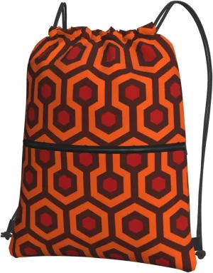 Shining Overlook Print Drawstring Zipper Backpack â€“ Gym Drawstring Bag for Sports, Yoga, Dance, Travel, and More