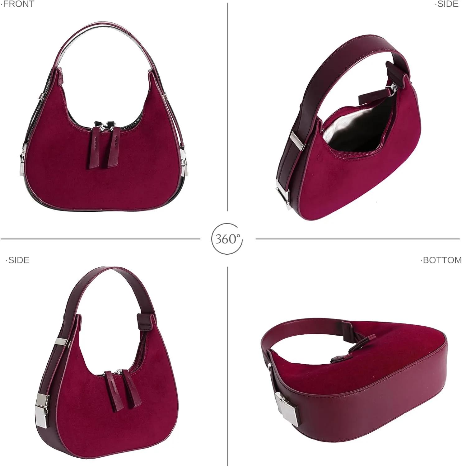 Shoulder Bag Crescent Retro Y2k Hobo Handbags 90s Underarm Purse Bag Fashion Clutch Purses for Women