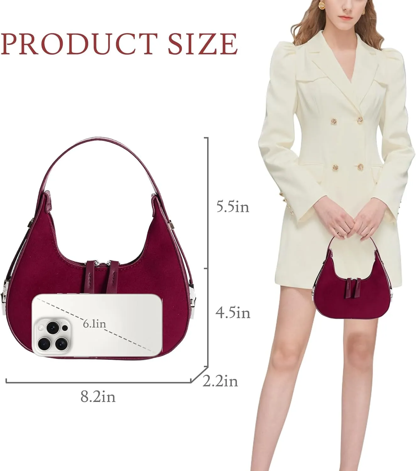 Shoulder Bag Crescent Retro Y2k Hobo Handbags 90s Underarm Purse Bag Fashion Clutch Purses for Women