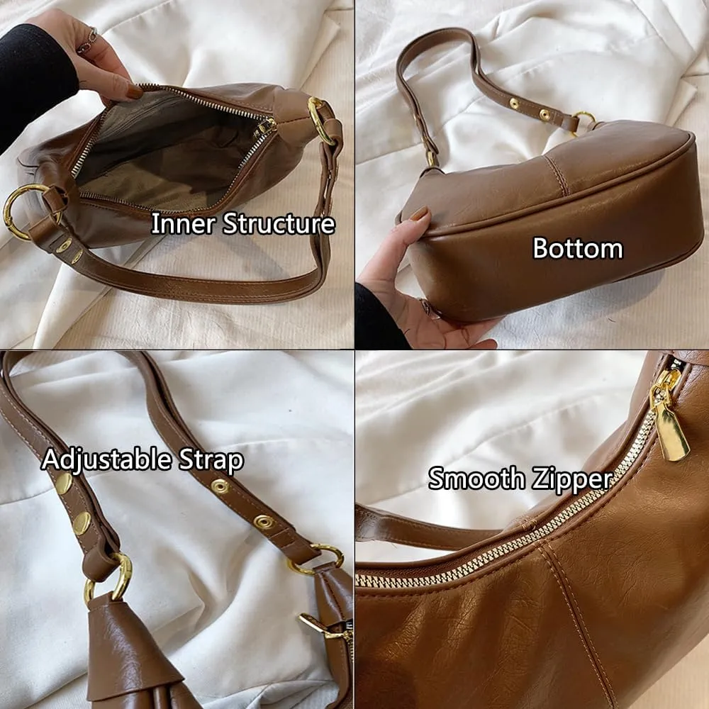 Shoulder Bag for Women Trendy Small Leather Hobo Bags Crossbody Purse Clutch Saddle Bag