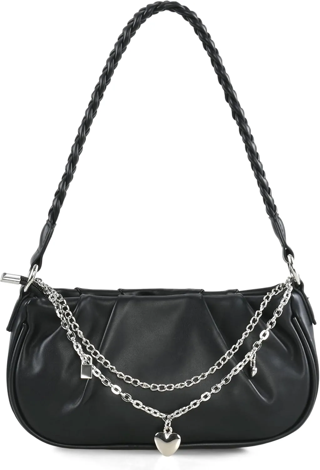 Shoulder Bag for Women Y2K Trendy Ruched Underarm Bag Mini Hobo,the Arm Purses Clutch Purse with Zipper Closure