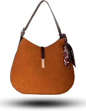 Shoulder Hobo Bag for Women-Soft Suede Tote Purse with Keychain-Work& Travel Handbag 2025