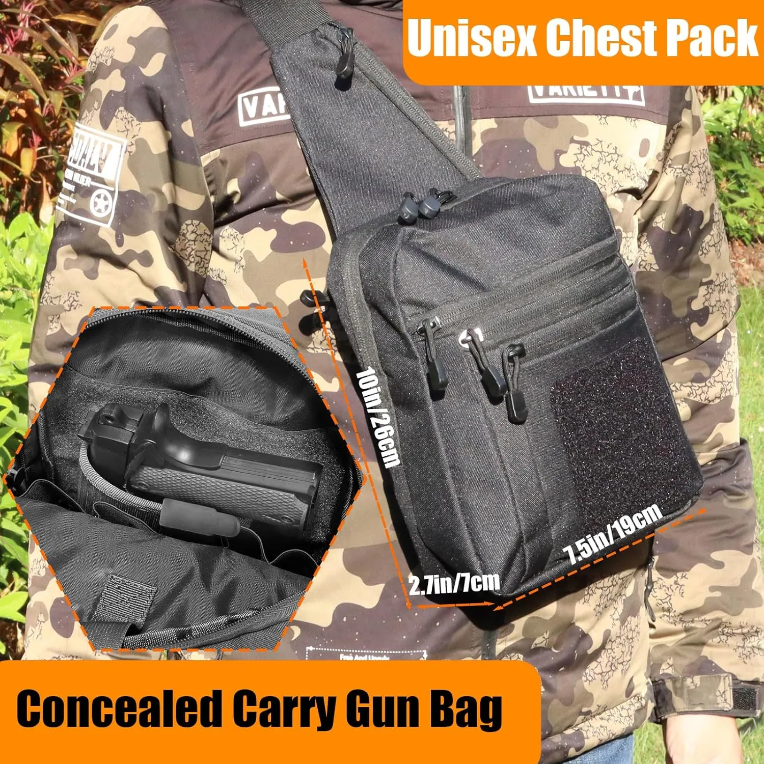 Shoulder holster bag for concealed carry of handguns Chest pack with Sling Ccw Sling Bag Tactical Crossbody Bag