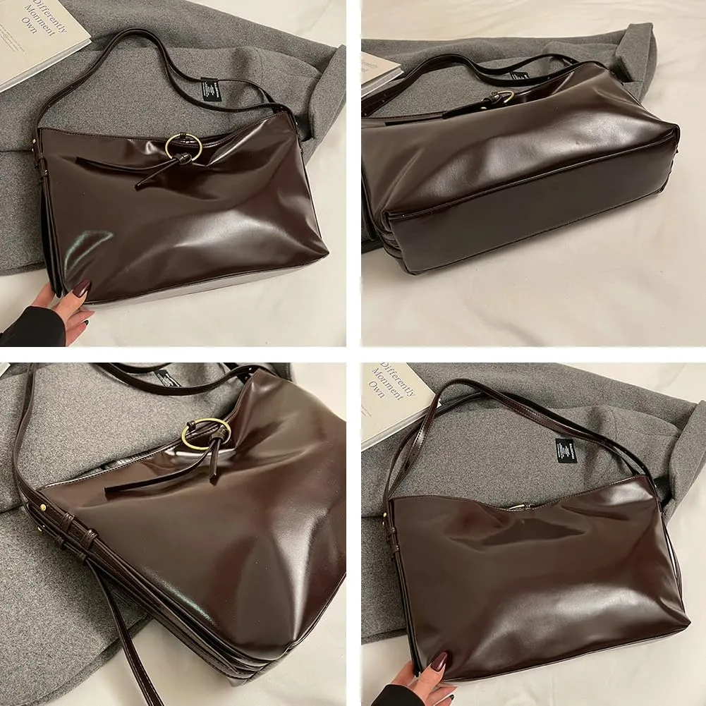Shoulder Purse Hobo Bag for Women Soft Vegan Leather Shoulder Handbag Slouchy Tote Crossbody Bag Y2K Handbags