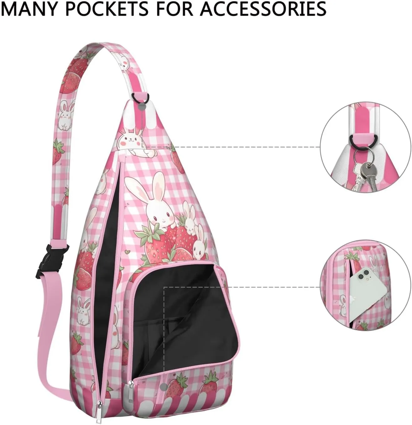 Shoulder Sling Crossbody Casual Chest Bag For Travel Sports Running,Backpack for Men & Women Lightweight Sports BagCrossbody Concealed Carry,Strawberry Shoulder Bag Waterproof Chest Bag
