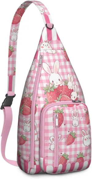 Shoulder Sling Crossbody Casual Chest Bag For Travel Sports Running,Backpack for Men & Women Lightweight Sports BagCrossbody Concealed Carry,Strawberry Shoulder Bag Waterproof Chest Bag