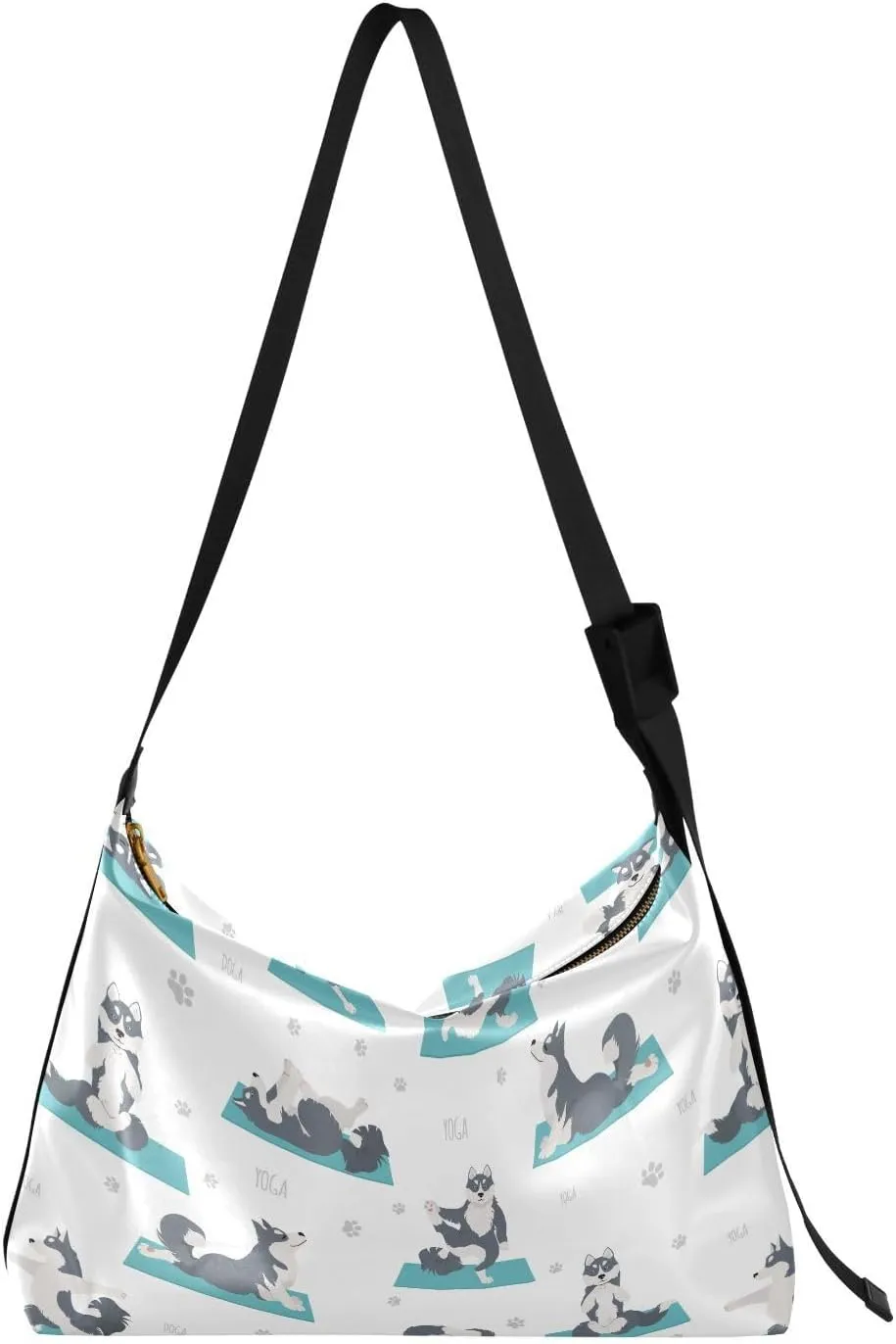 Siberian Husky Exercises Hobo Crossbody Bags for Women Leather Large Shoulder Bag Cross Body Yoga Dogs Poses Trendy Womens Tote Bags Handbag for Travel Shopping