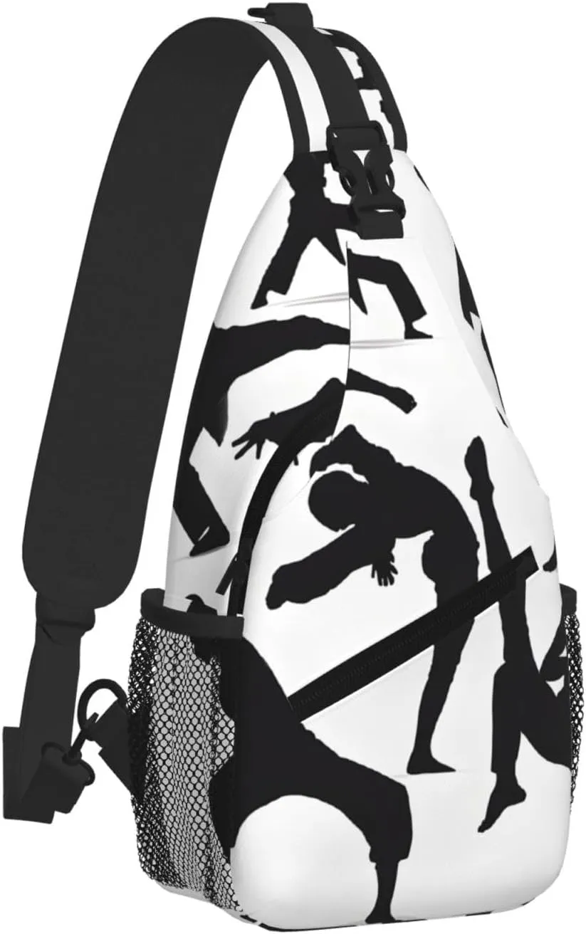 Silhouettes Of Martial Arts Print Cross Chest Bag Diagonally For Short-Distance Travel And Daily Use