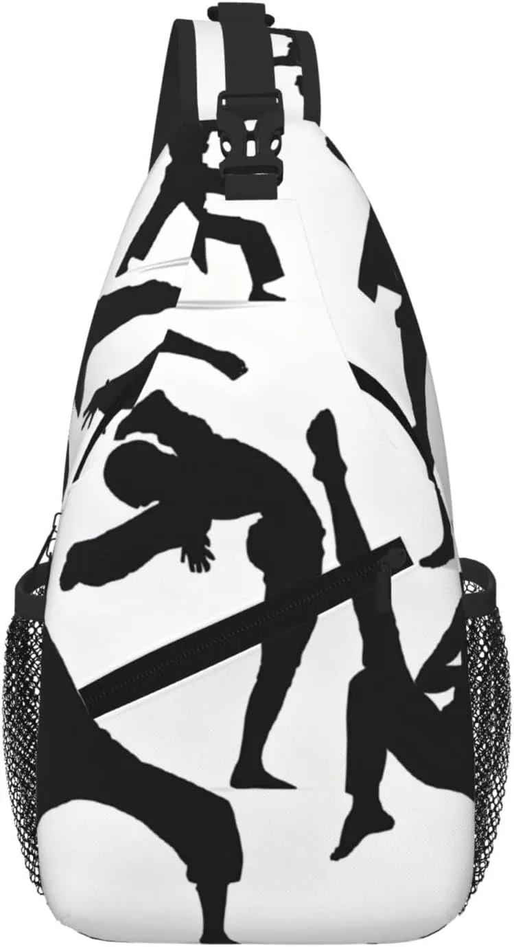 Silhouettes Of Martial Arts Print Cross Chest Bag Diagonally For Short-Distance Travel And Daily Use