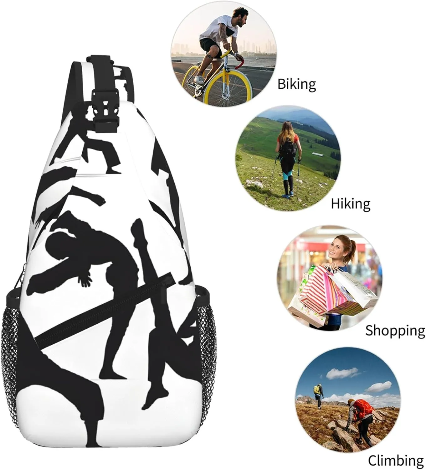 Silhouettes Of Martial Arts Print Cross Chest Bag Diagonally For Short-Distance Travel And Daily Use