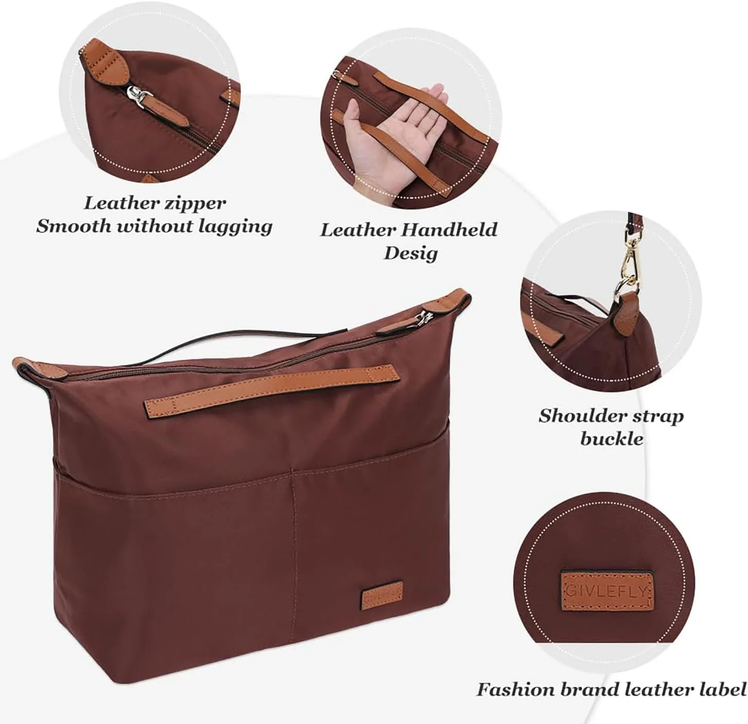 Silk fabric Handbag Organizers Tote bag Organizer handbag Organizer Storage bag