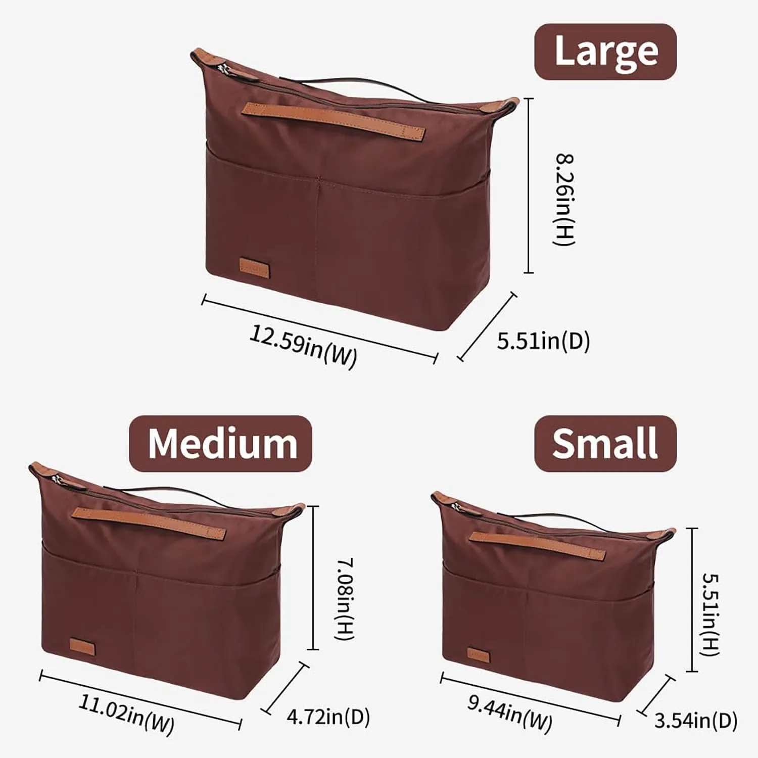 Silk fabric Handbag Organizers Tote bag Organizer handbag Organizer Storage bag