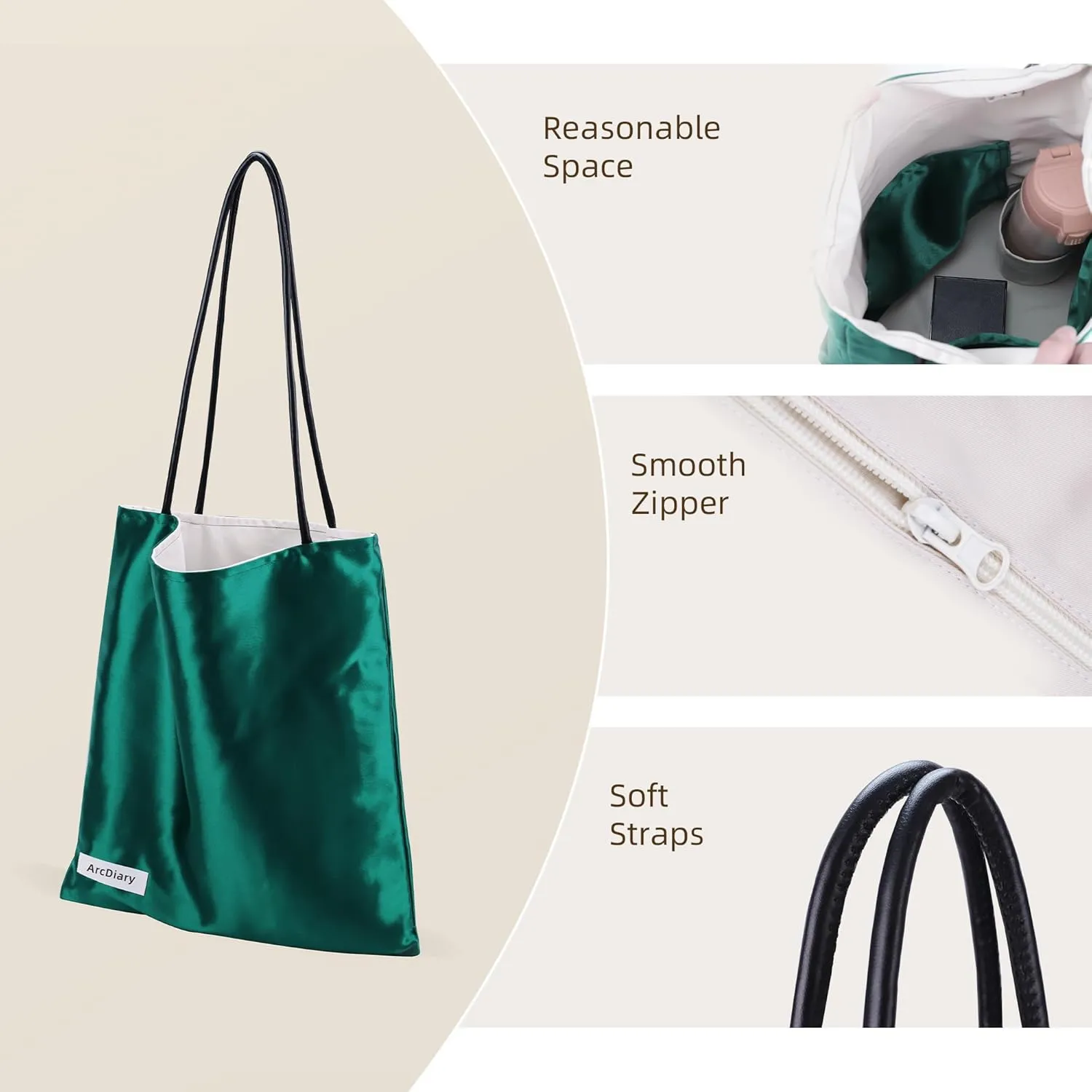 Silk Hobo Bags for Women,Casual Tote Bag,Large Capacity Shoulder Handbags with Inner Pockets