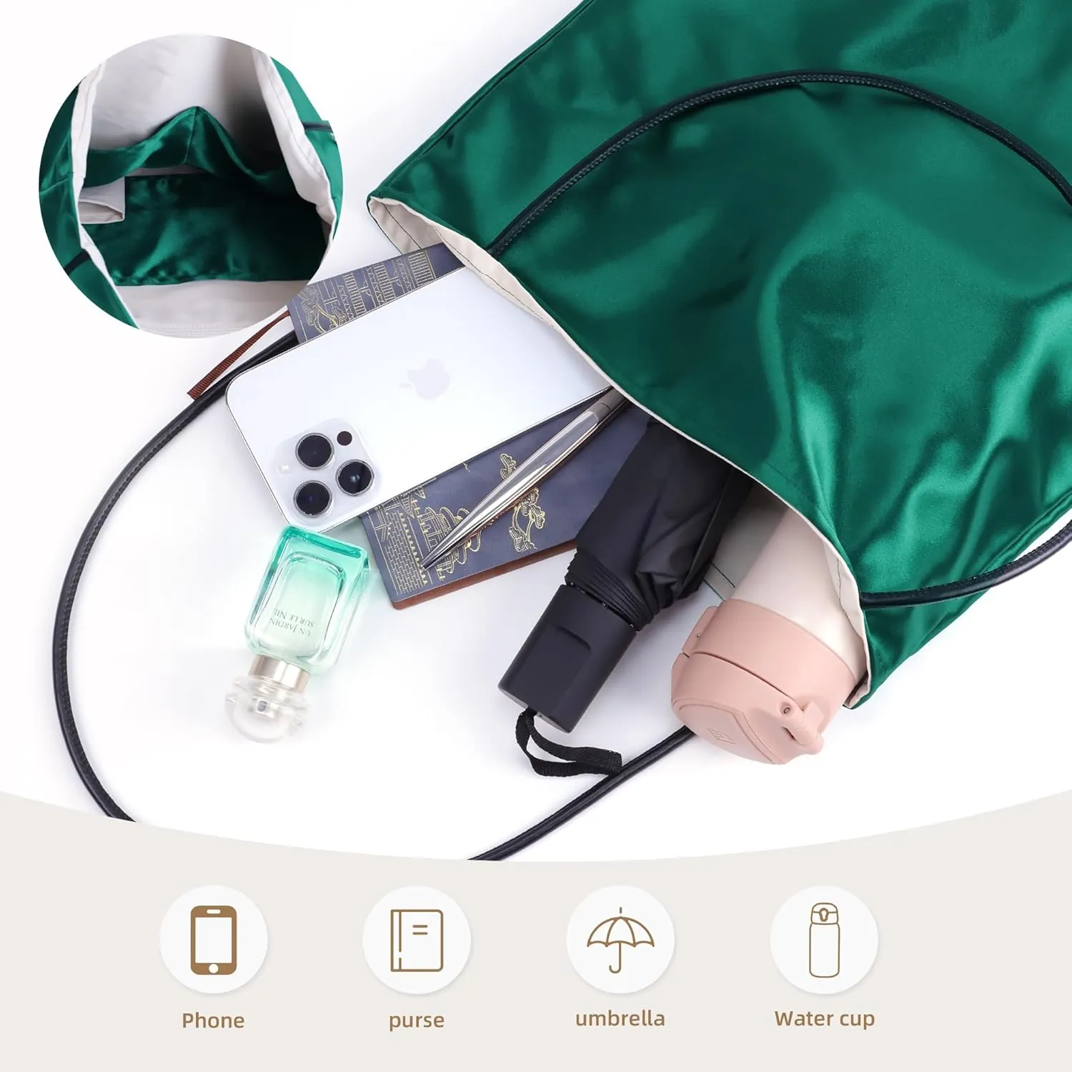 Silk Hobo Bags for Women,Casual Tote Bag,Large Capacity Shoulder Handbags with Inner Pockets