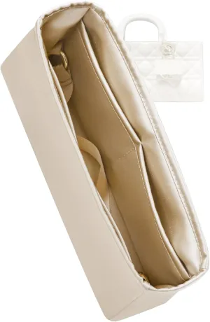 Silk Purse Organizer for D-Joy Micro/Small/Medium,Insert Bag in Bag,Luxury Handbag Tote Lining Bag Shapers(D-Joy Small,Champagne)