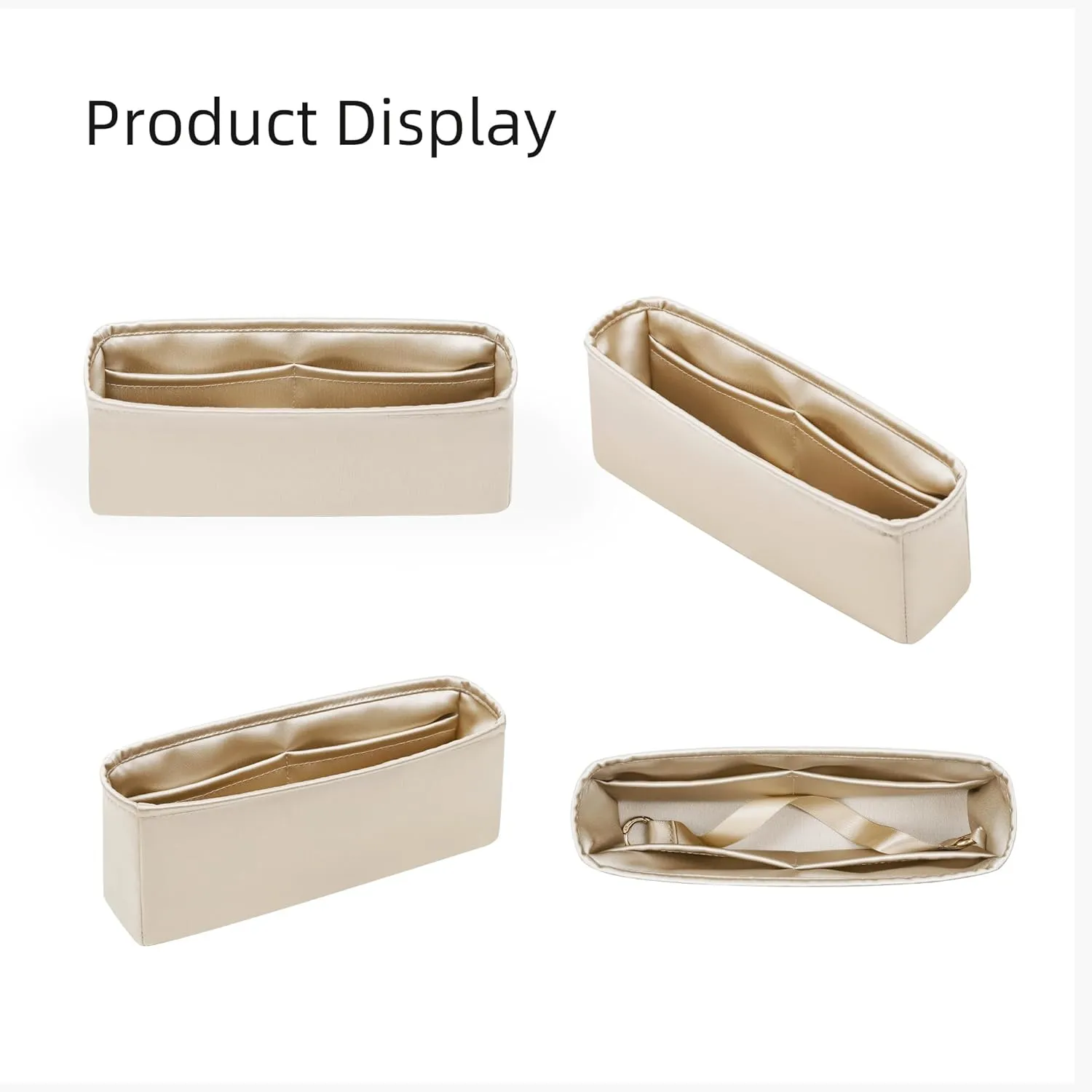 Silk Purse Organizer for D-Joy Micro/Small/Medium,Insert Bag in Bag,Luxury Handbag Tote Lining Bag Shapers(D-Joy Small,Champagne)